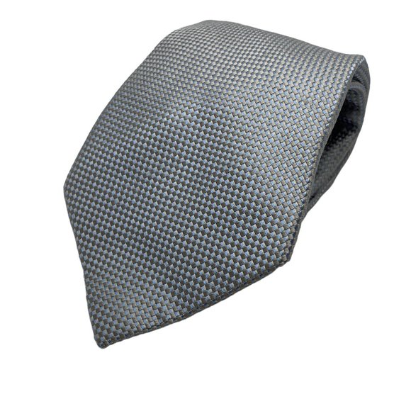 Joseph Abboud Men's Tan Blue Gingham Silk Classic Necktie - Picture 1 of 7